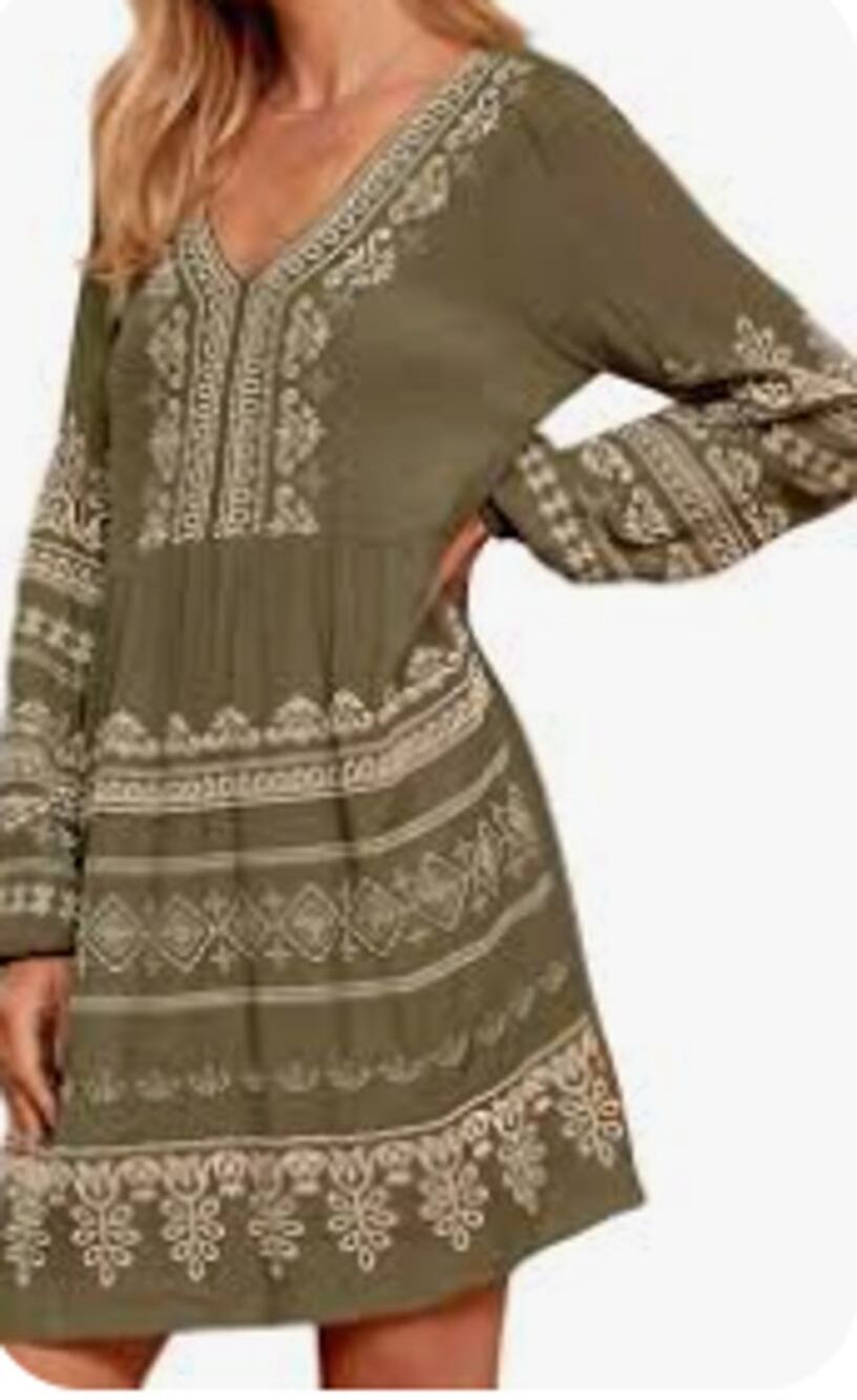 Savannah Jane Moss Green Southwestern Boho Tunic Short Dress Women's 2X 4076
